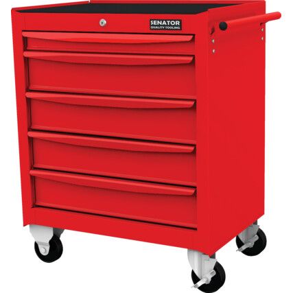 Czerwona 27-calowa 5-szufladowa szafka narzędziowa na kółkach