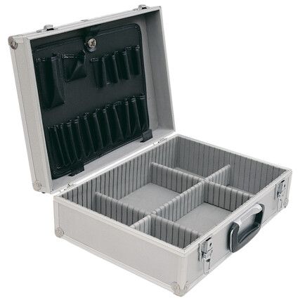 Srebrny aluminiowy kufer narzędziowy