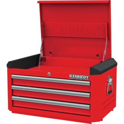 Czerwony górny kufer na narzędzia o szerokości 28" z 3 szufladami