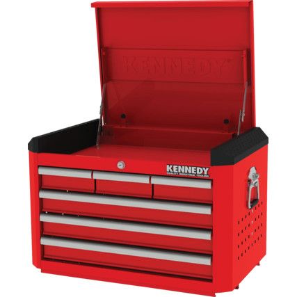 Czerwona 28-calowa szafka narzędziowa na górę z 6 szufladami